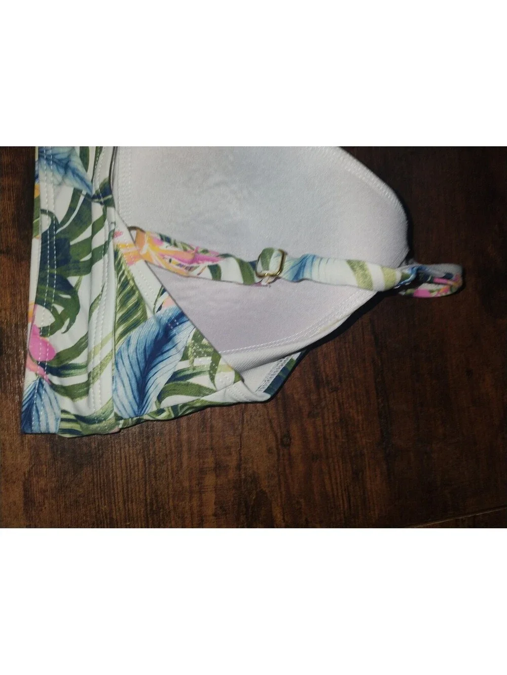 Tropical Print Padded Bikini Top with Adjustable Straps